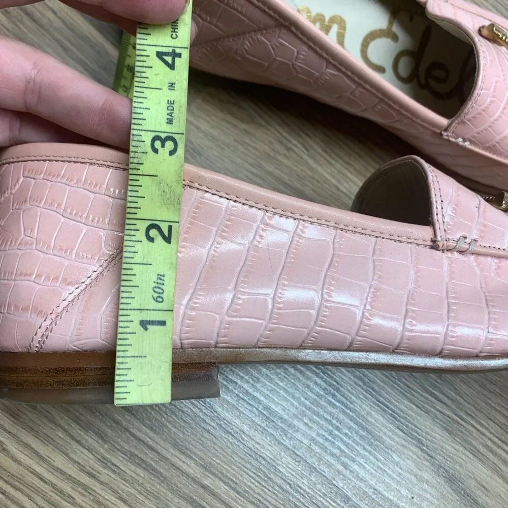 Sam Edelman‎ Lior Women's Slip-On Loafers 9.5 Pink Almond Toe Croc-Embossed